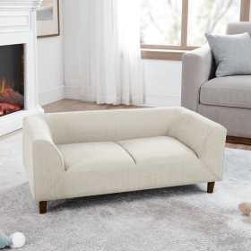 Pet sofa with backrest and armrests, modern rectangular pet sofa suitable for small and medium dogs, soft cushion comfortable dog sofa,--BEIGE