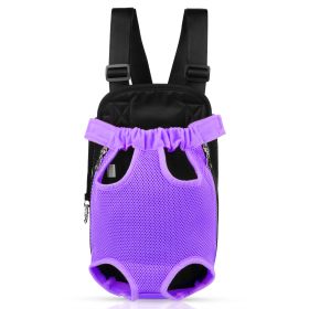 Dog Carrier Backpack Legs Out Front Pet Backpack Carrier Travel Bag Adjustable Shoulder Straps for Hiking Camping Shopping Biking (Option: Purple_S)